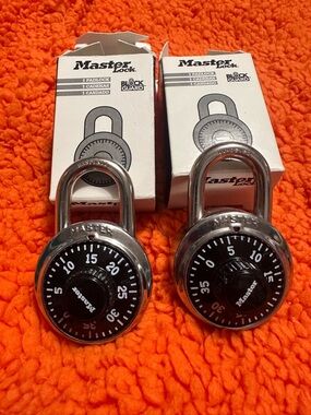 Chrome Combination Padlock - Black Dial (Set of 2)